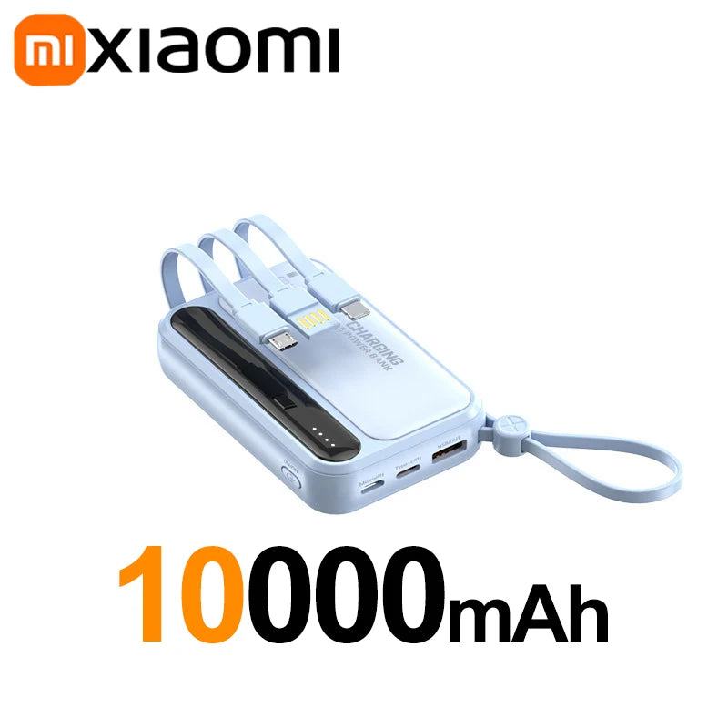 Tidesmit Portable Charger: Fast Charging Power Bank with 4 Cables Blue 10000mAh Tidesmit