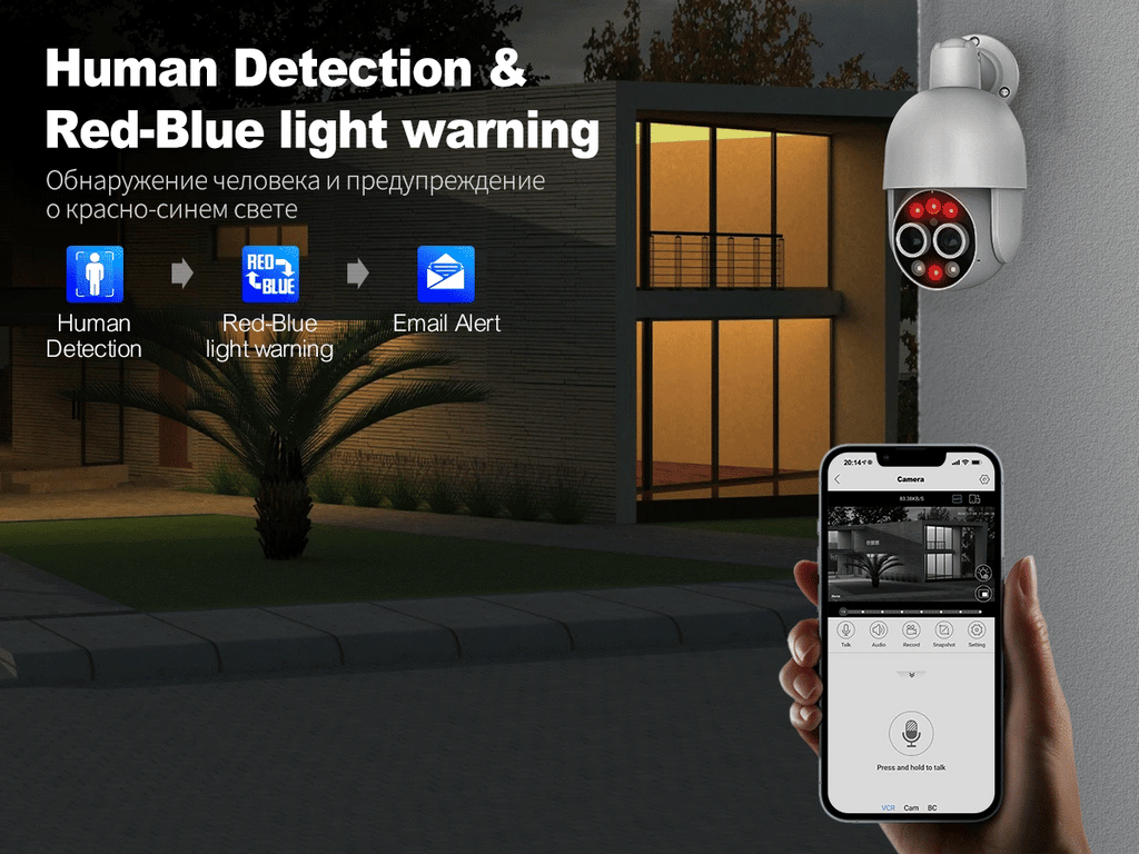Techage 8MP POE IP Camera Dual Lens HD CCTV Video Smart AI Outdoor Audio Auto Tracking PTZ  Camera Surveillance Security System