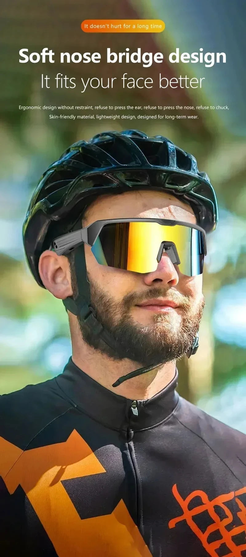 Bluetooth Cycling Sunglasses with Spatial Audio - Tidesmit Black Tidesmit