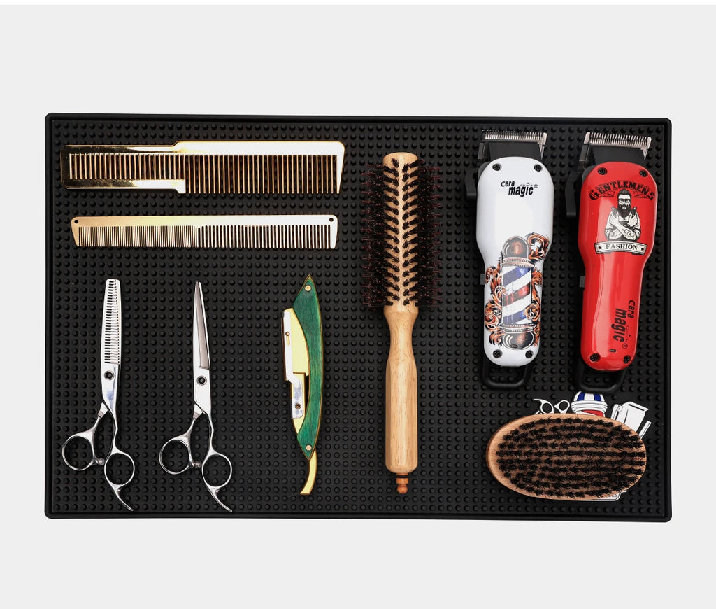 Barber Station Mat | Non-Slip Heat-Resistant Hair Tool Organizer Massage Chairs Tidesmit