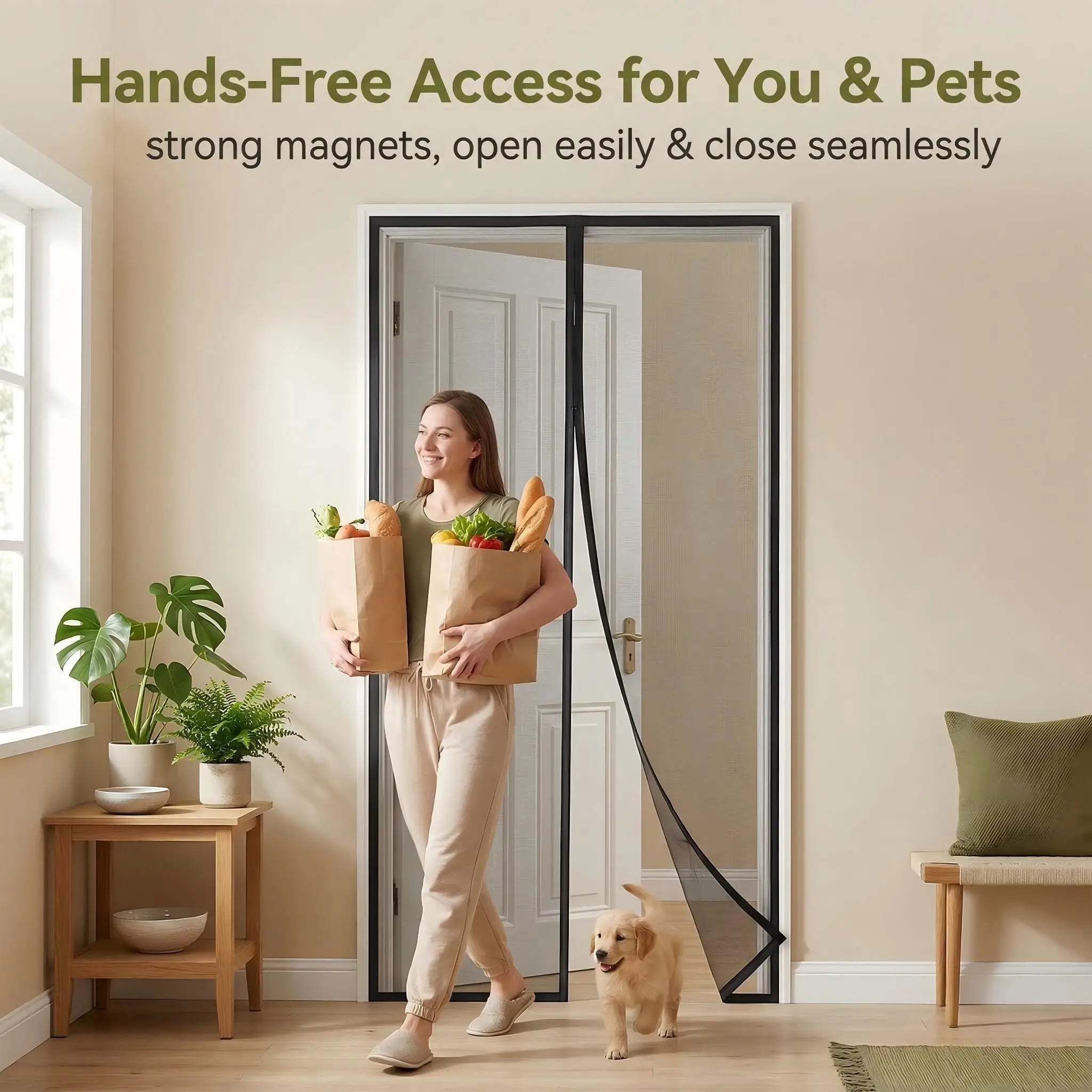 Black Fibreglass Magnetic Door Screen CustomSize Mosquito Net Curtain Fly Insect Automatic Closing Invisible Mesh For Home Decor