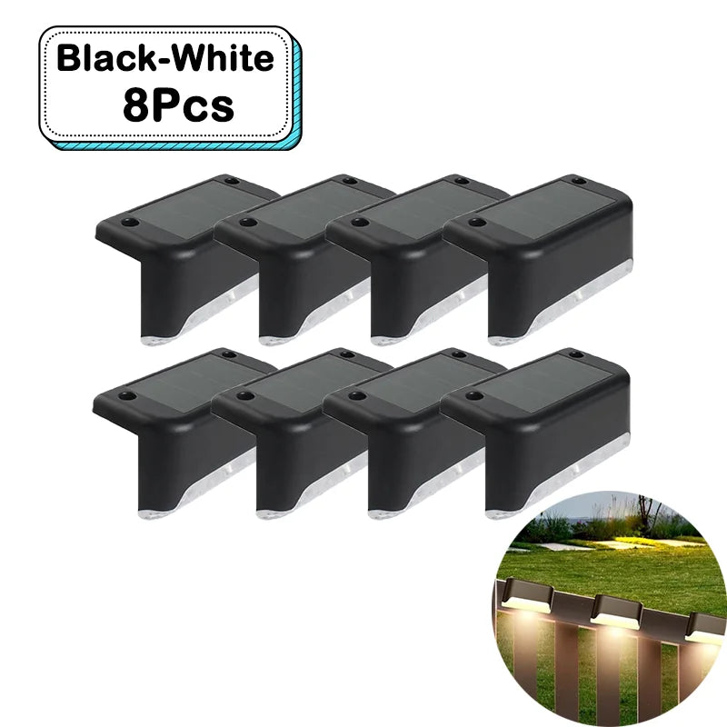 Outdoor Solar Step Lights Warm White LED Waterproof Stair Path Lighting for Garden Patio Fence Balcony Decoration Solar Power