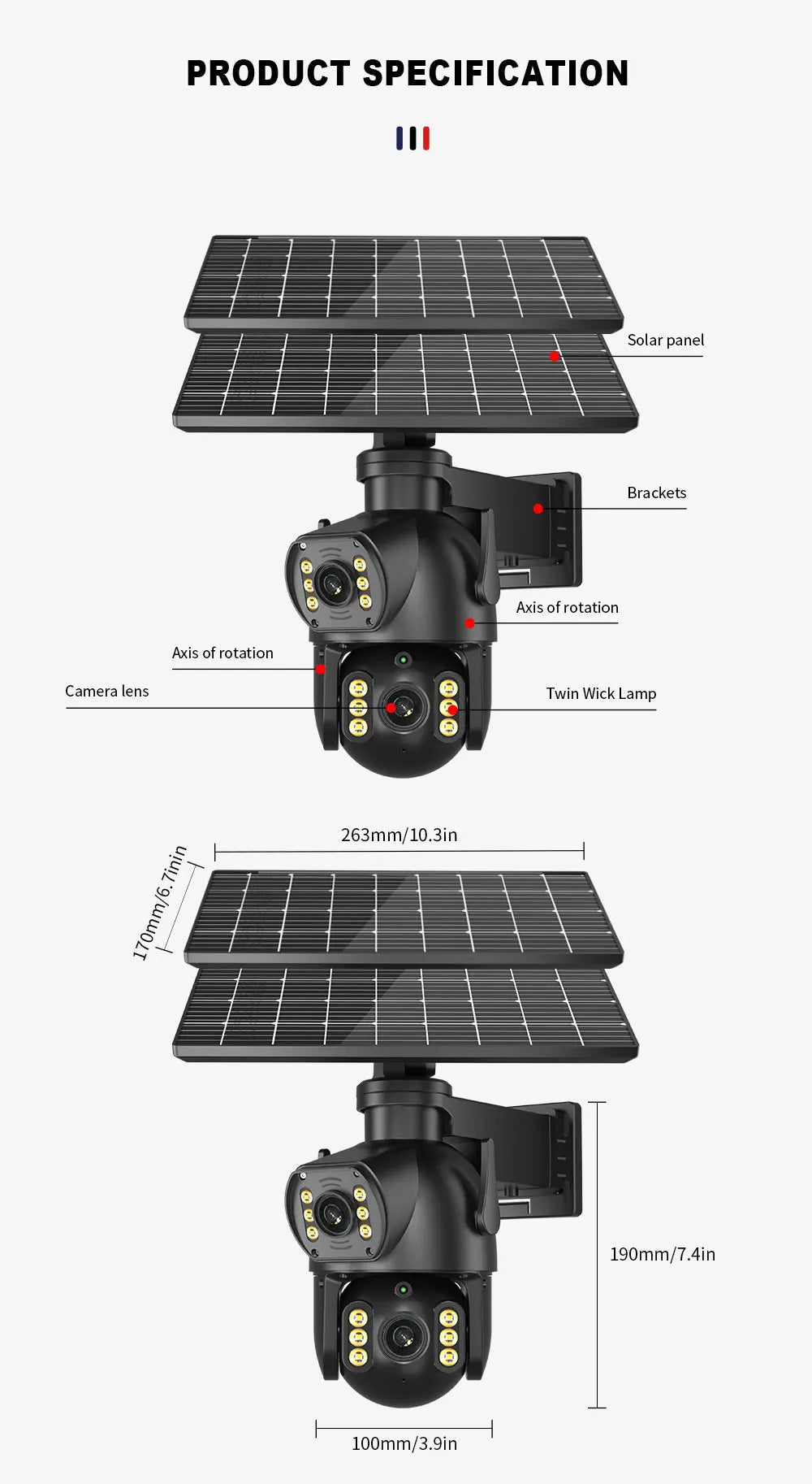 8MP 4K 4G SIM Solar Camera Outdoor Dual Lens Dual Screen Camera AI Automatic Tracking Detection Built-In Battery Solar Camera