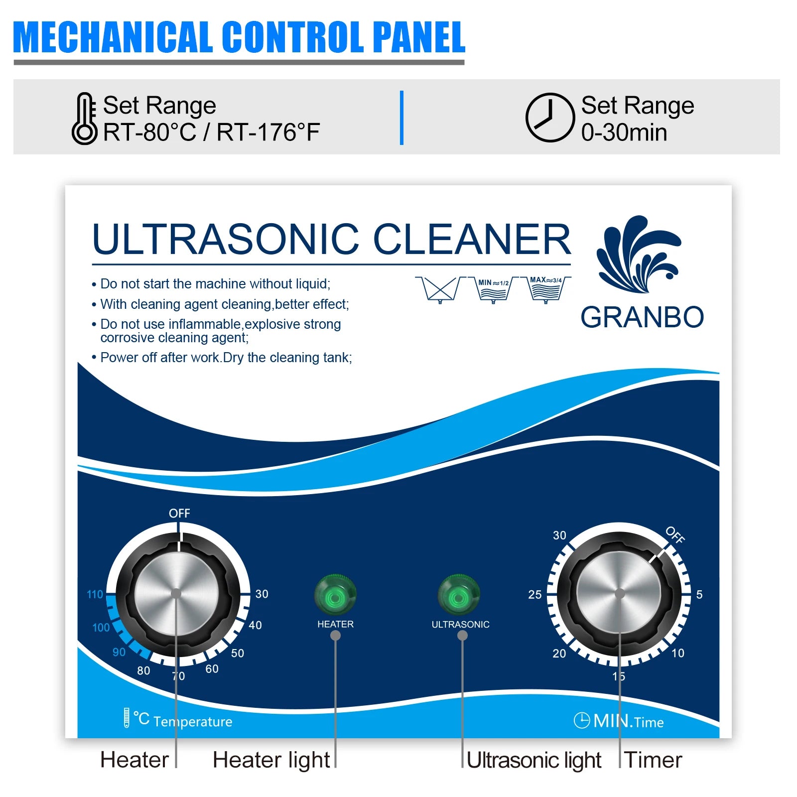Tidesmit 3.2L Ultrasonic Cleaner with 180W heater and 40KHz transducer for cleaning jewelry, watches, and PCBs