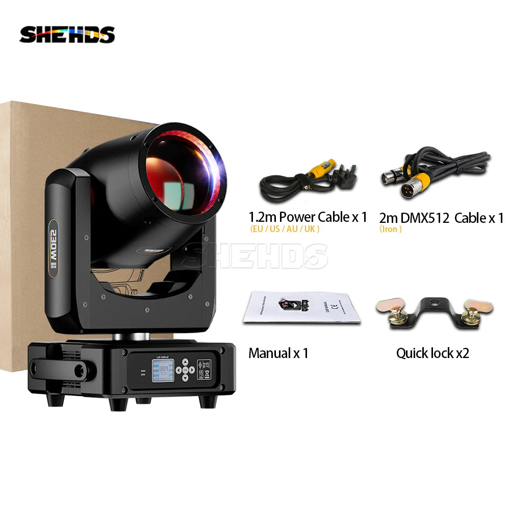 New Arrival SHEHDS 2PCS MINI 230W 7R Beam Bulb Moving Head Lighting Rainbow for Wedding Nightclub Theater Disco Performance