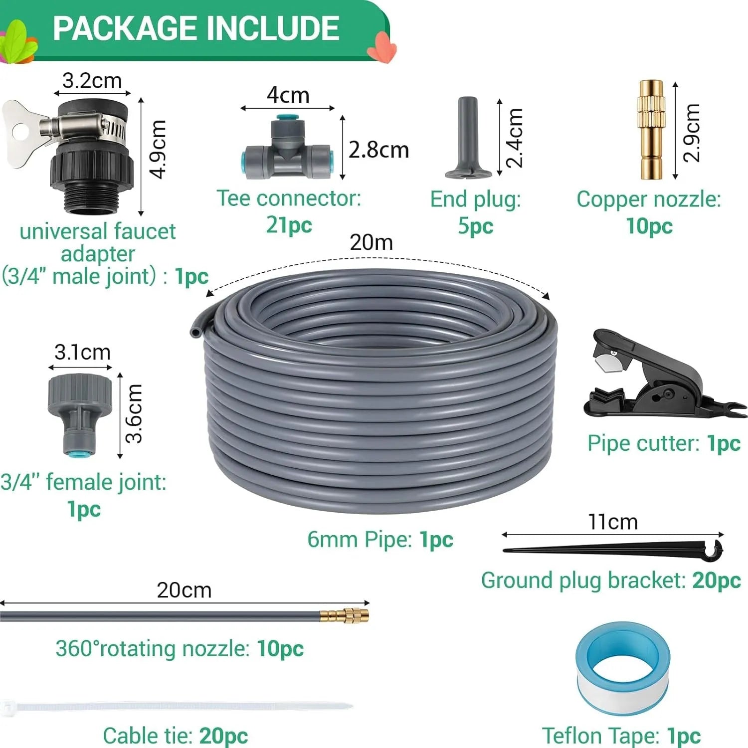 20/30M DIY Drip Irrigation System Automatic Watering System Garden Hose Micro Drip Garden Watering Kits Adjustable Drippers