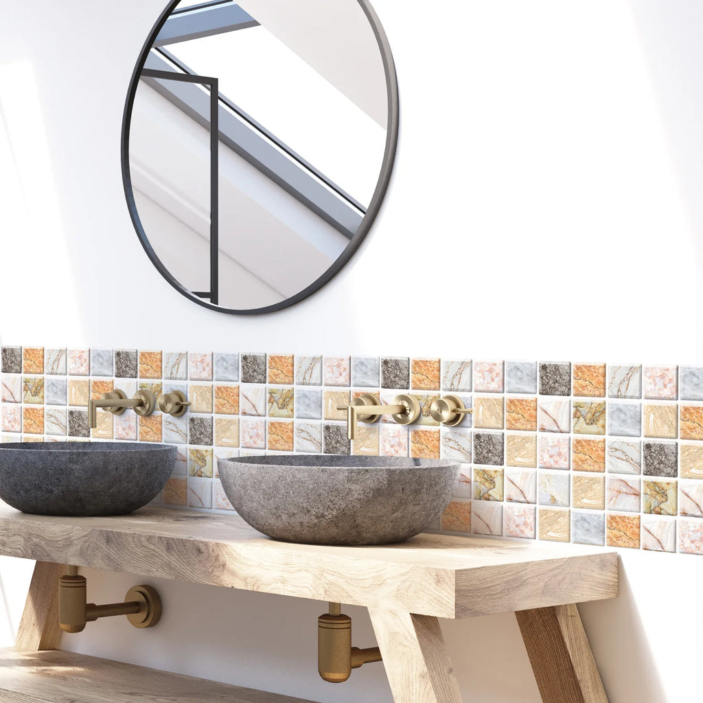 5/10Pcs Peel and Stick Tile Backsplash Thicker Design Marble Tiles 12"X12" Stick on Backsplash Self Adhesive Tiles for Any Room