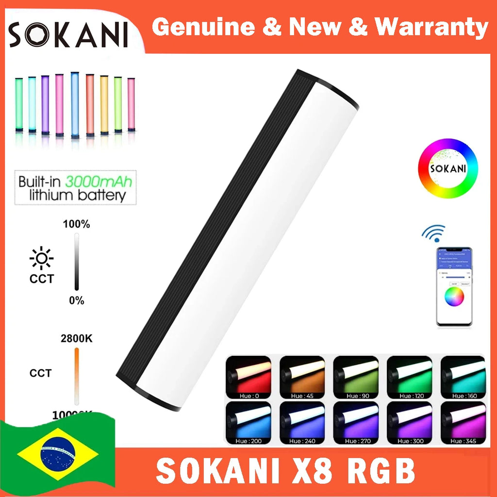 RGB LED Video Light Wand for Content Creation - Sokani X8 Series Tidesmit