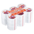 Clear packing tape rolls, multiple spools with red branding, 1.88 in width