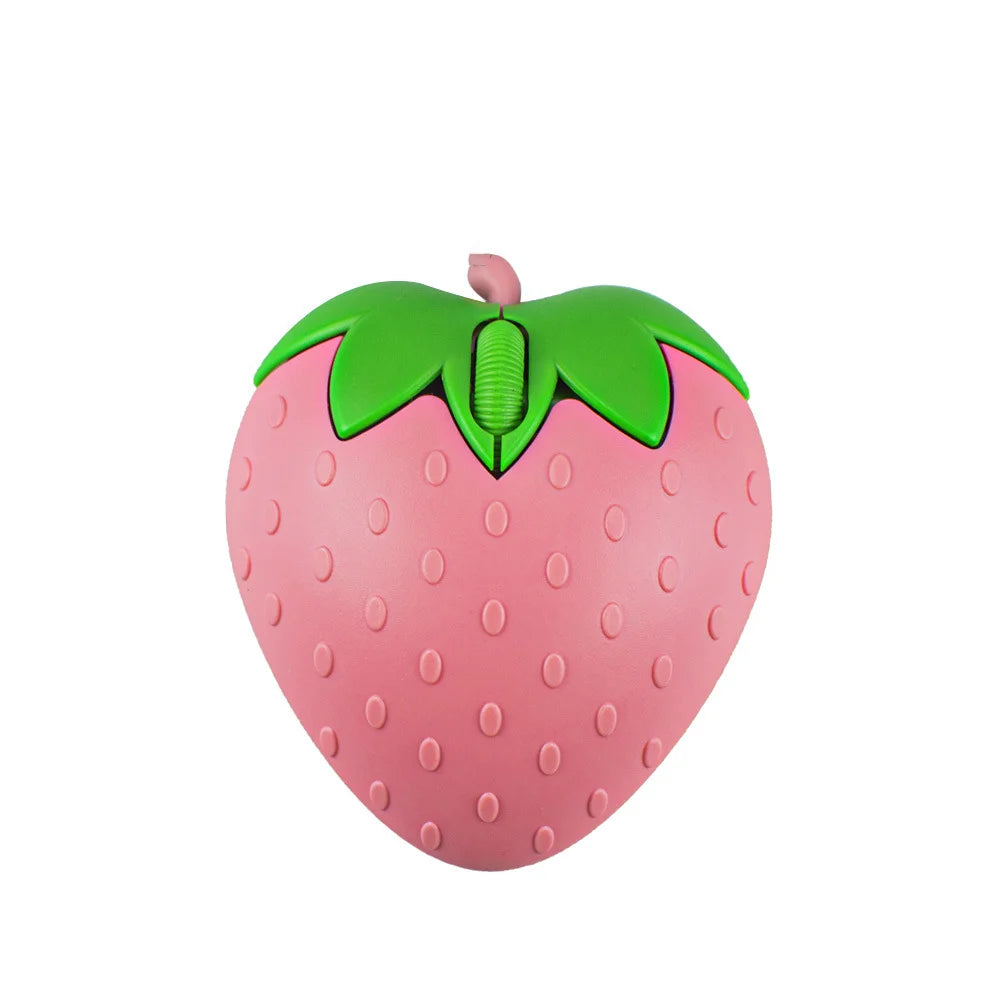 Wireless Cute Mouse 2.4G Bluetooth Dual-mode Strawberry Appearance Mute Button Light Weight Portable Office Use Gift For Girl
