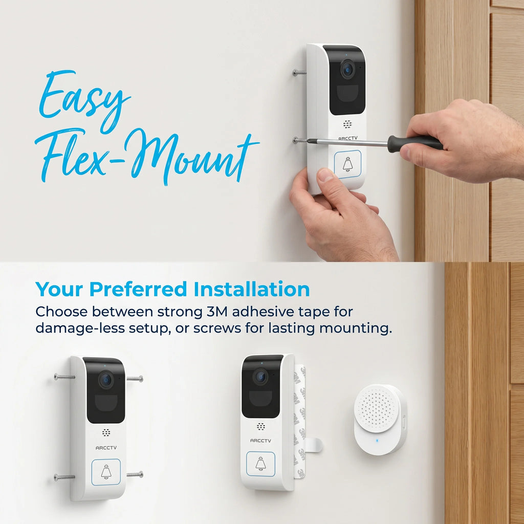 ARCCTV 2K Dual-band WiFi HD Video Doorbell Camera With Two-way Intercom Infrared Night Vision Motion Detection IP66 Waterproof