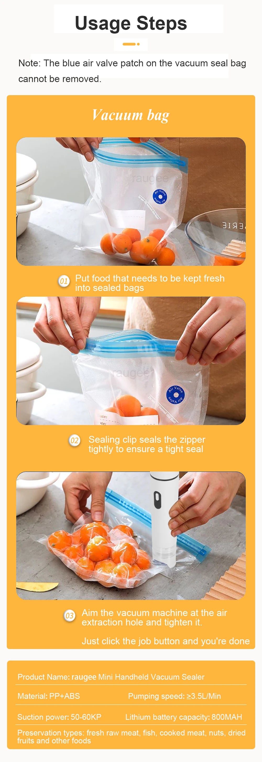 Electric Vacuum Sealer Pump Rechargeable Air Pump Automatic Sealing Machine with Reusable Vacuum Sealer Bags Food Packaging Bag