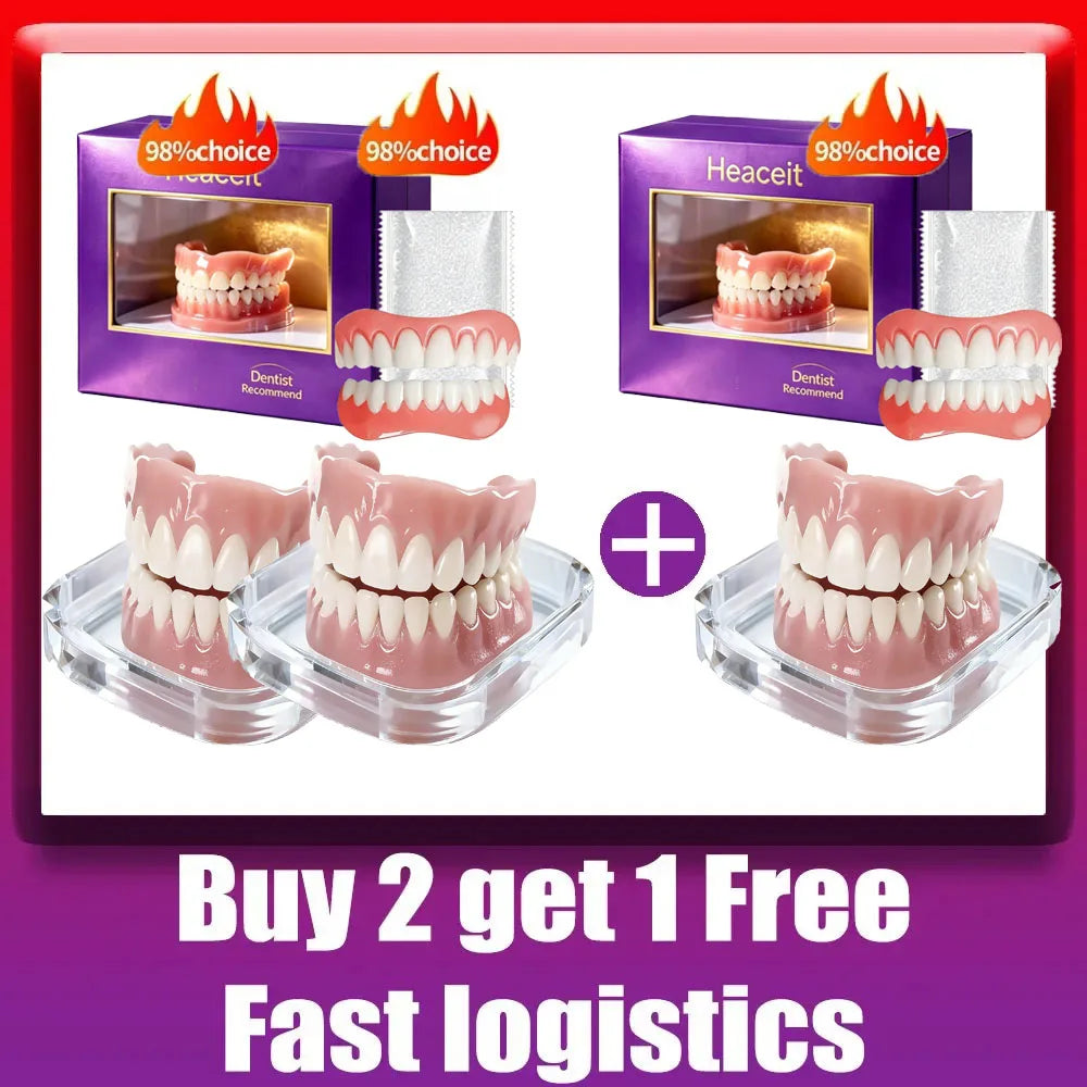 Please note: This image shows adult cosmetic dentures, not a baby teething product.