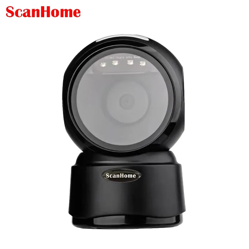 ScanHome 2D barcode scanner front, circular scan window with ScanHome logo
