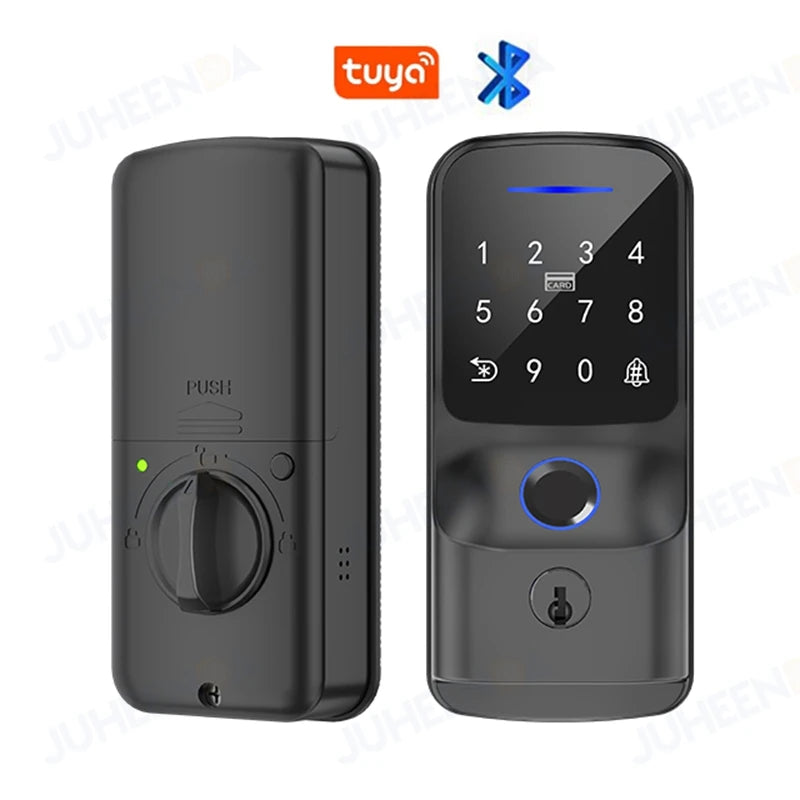 Tuya BLE WiFi Smart Door Lock Fingerprint Password RFID Card Key Unlock APP Control Electronic Deadbolt Lock for Home Office