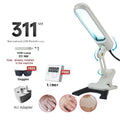 Portable 311nm handheld UVB light therapy lamp for vitiligo, psoriasis, and eczema treatment with goggles and timer.