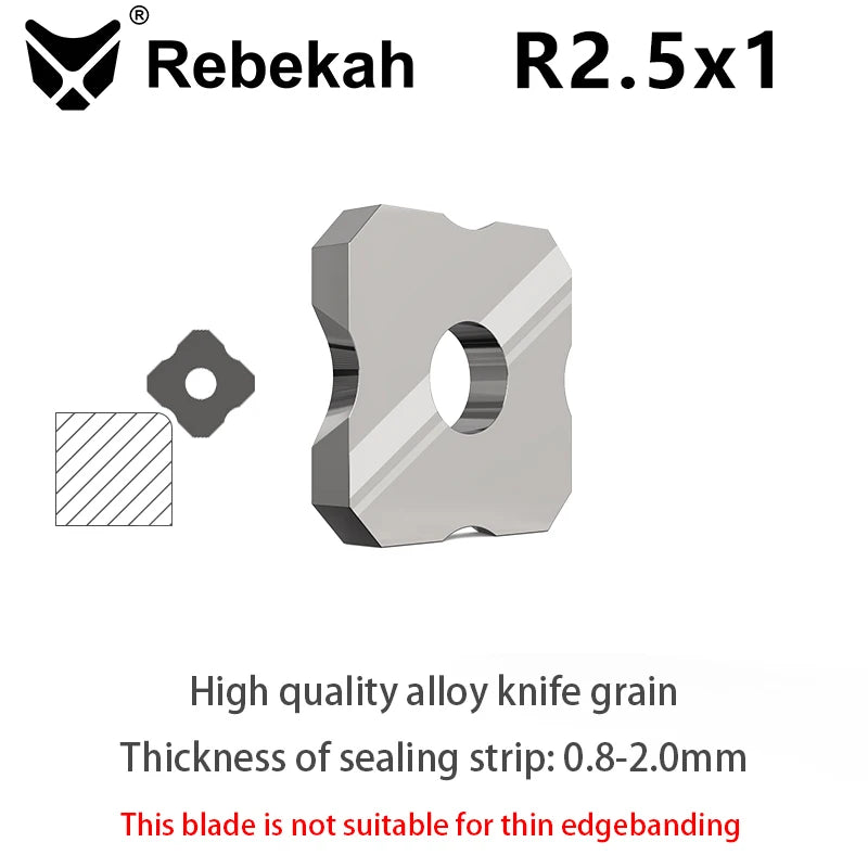 R2.5 chamfering blade insert, gray alloy with circular cutout for corner trimming