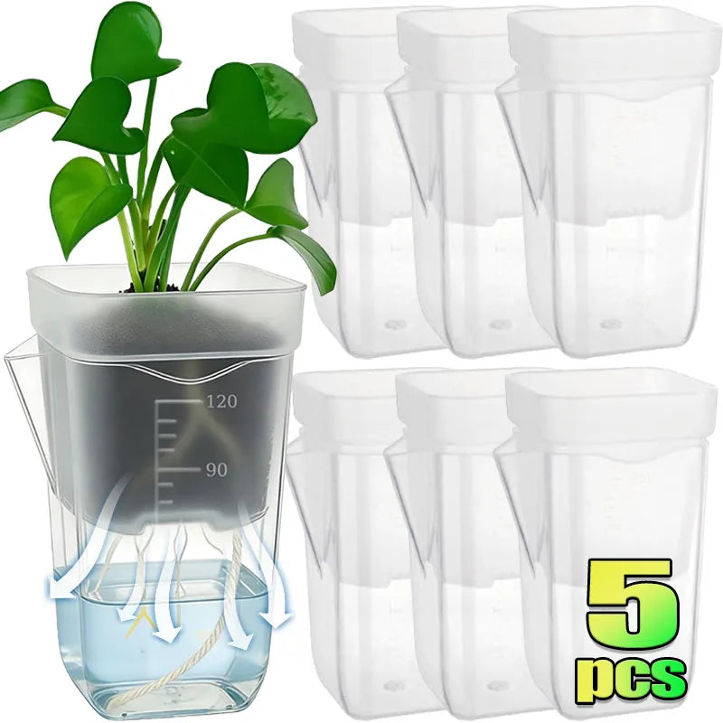 Transparent Flower Plant Pot Lazy Self Watering Planter Drainage Holes Seedling Propagation Container Household Garden Supplies