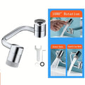 1pc 1080° Swivel Stainless Steel Faucet Extender Splashproof Dual Spray Mode Bathroom Sink Accessories Universal, with Adapter