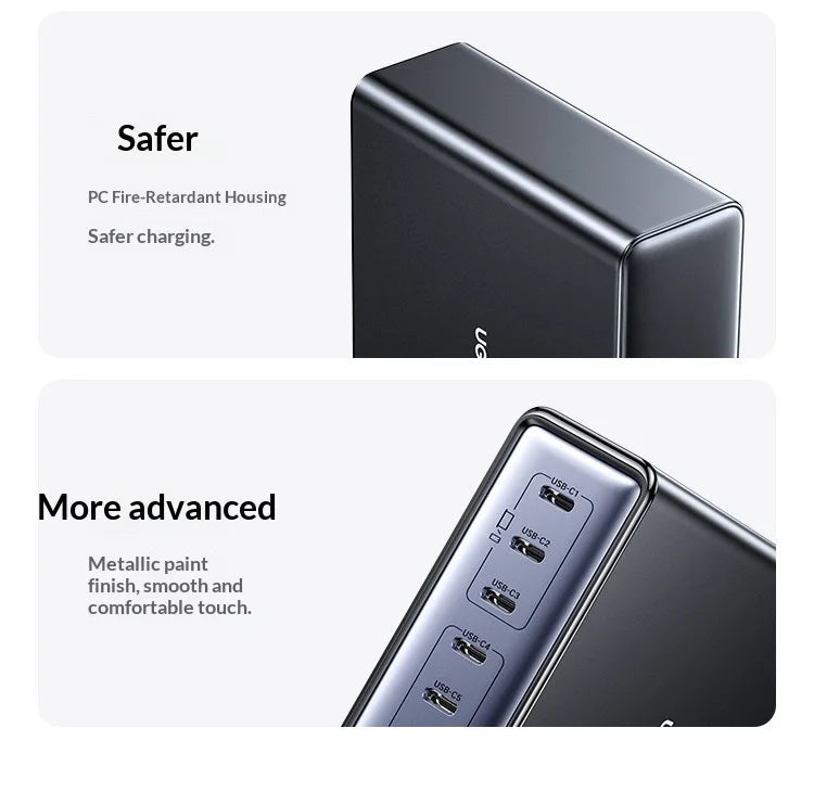 UGREEN 200W GaN Charger 8 in 1 Desktop Laptop Fast Charging Stand For Phone Tablets Smart Watch Desktop Charging Station iPad