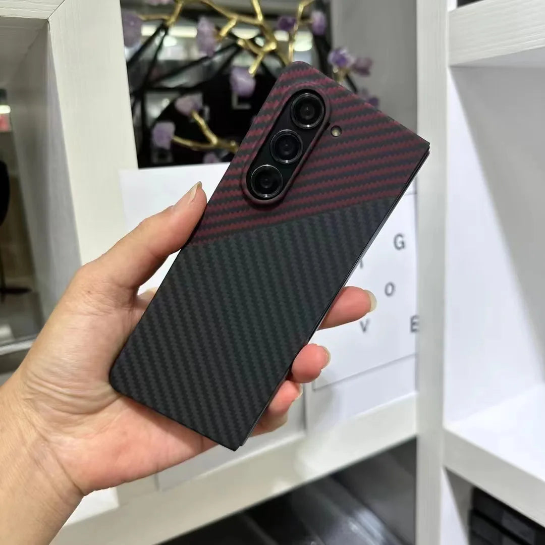 Samsung Galaxy Z Fold 6 Carbon Fiber Case | Ultra-Thin Aramid Cover BlackRed(Big)Set China Mainland Tidesmit