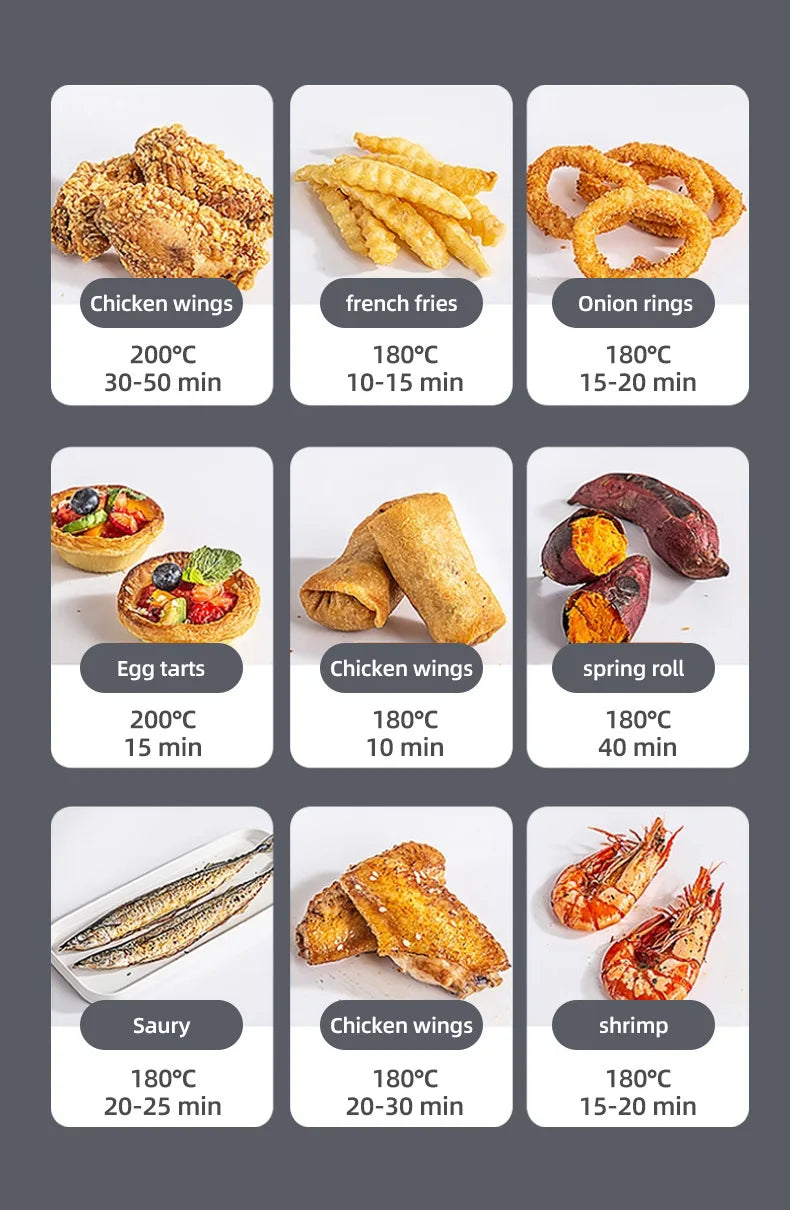 7L Air Fryer Big Capacity Stainless Steel Visible Electric Fryer Household Electric Oven Multi-function