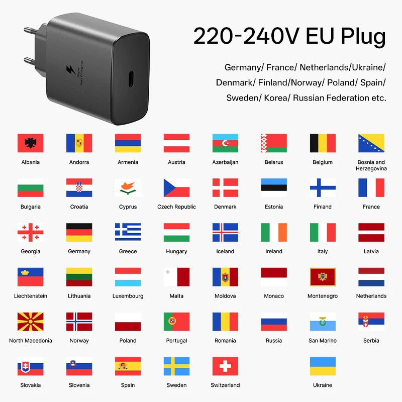 Samsung 45W USB-C Fast Charger for Galaxy S24 S25 Series Tidesmit