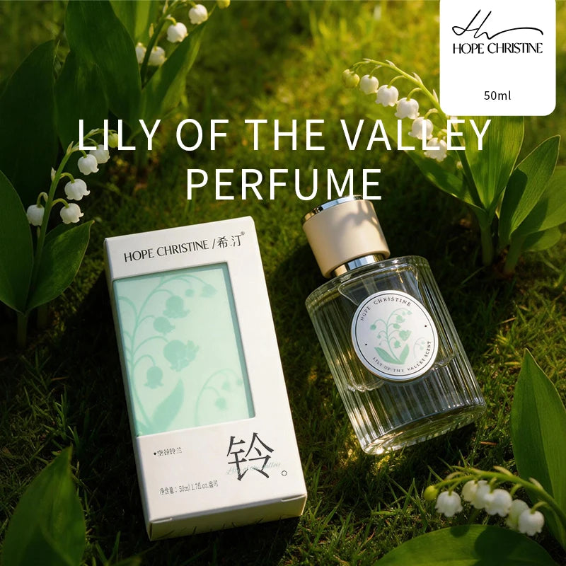 HOPE CHRISTINE Lily of the Valley EDT: Fresh floral perfume for women in a chic ribbed glass bottle with box.