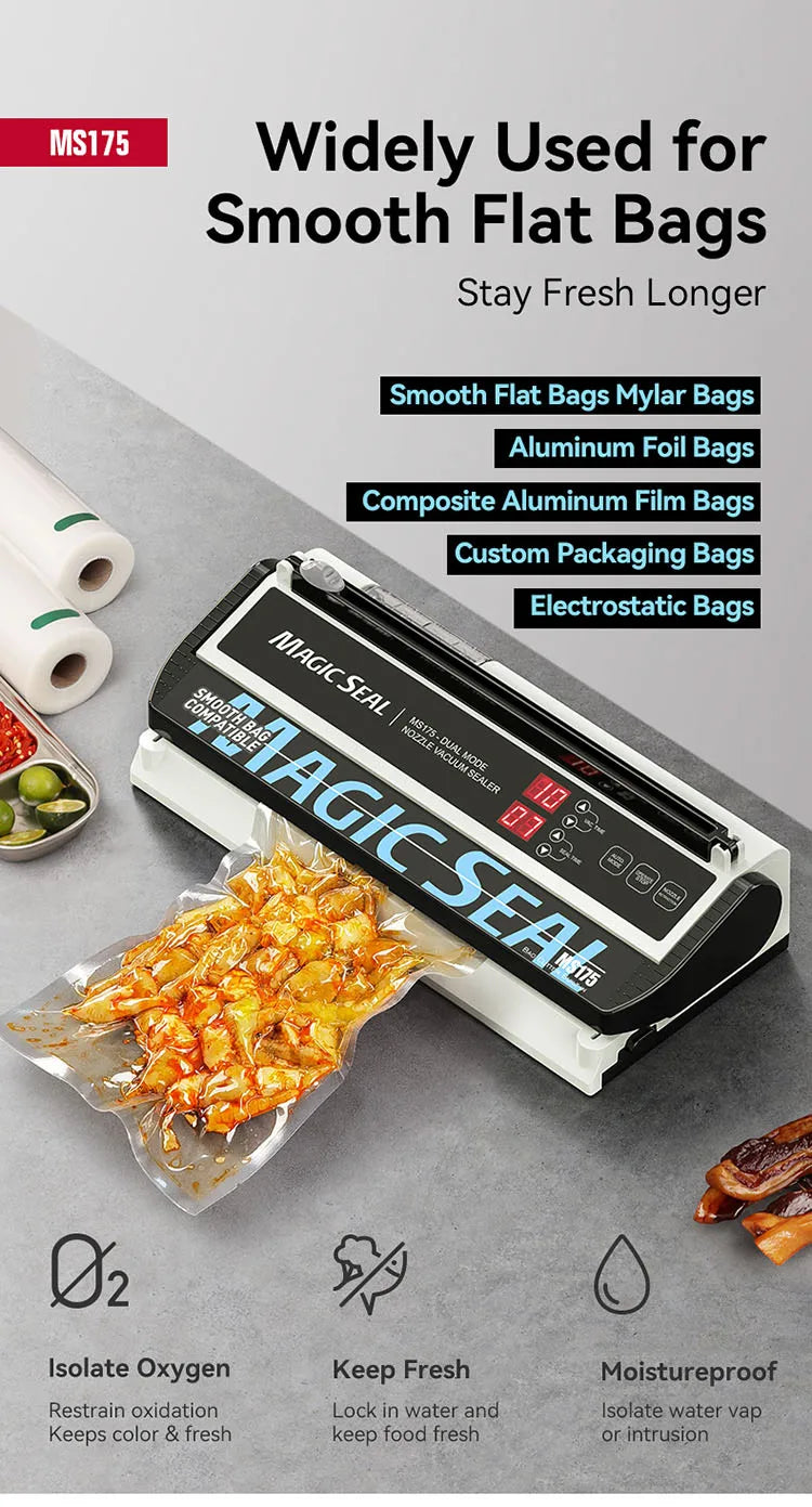 Vacuum Packaging Machine for Food Plastic Bags Sealer Sealing Machine Mylar Bags Kitchen Packer Automatic Manual Modes Home Appl