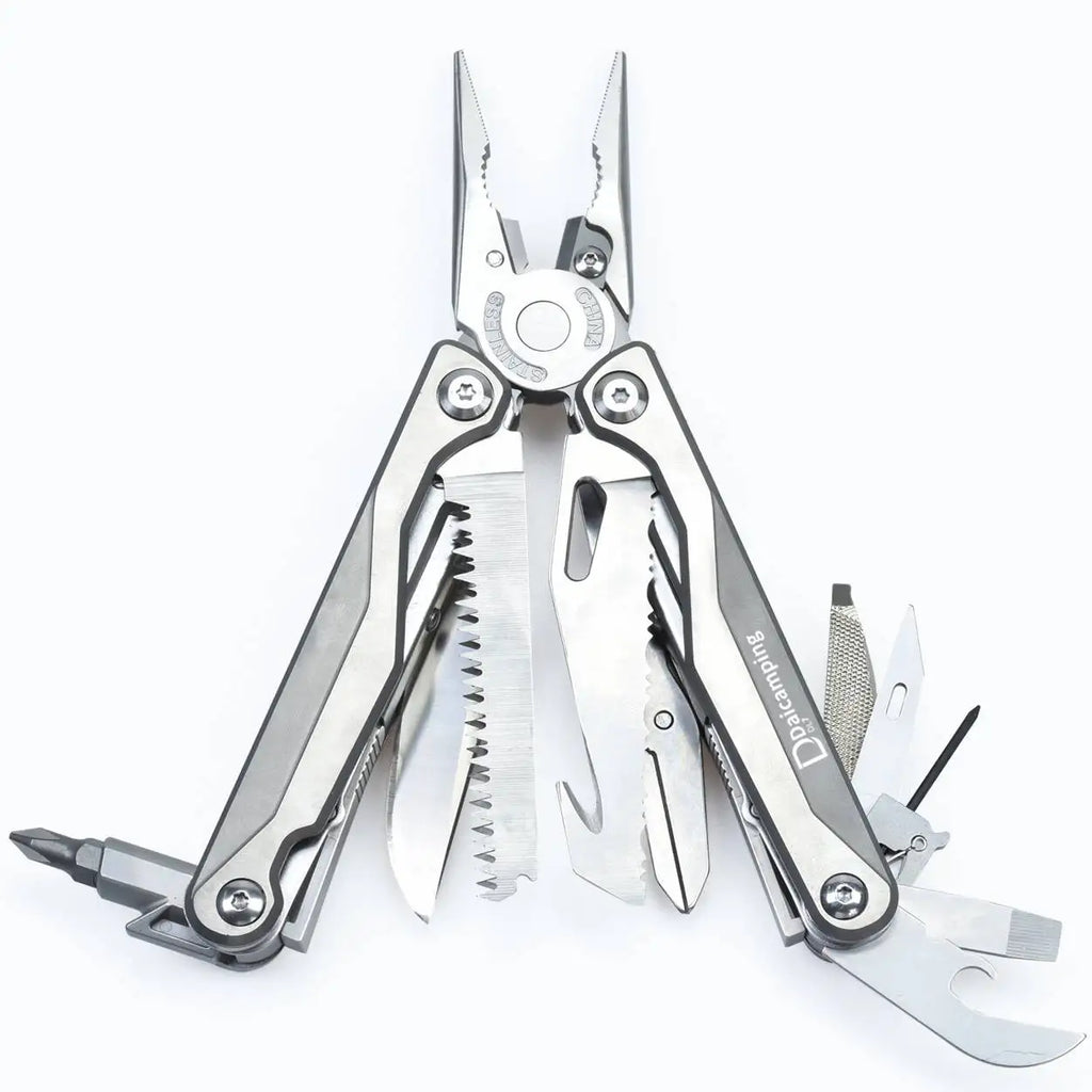 Daicamping DL7 Titanium Alloy Handle Outdoor Camping Multitools Set Folding Knife Scissor EDC Multi Tools Pliers Hand Tools Set