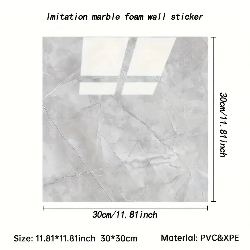 10/30/50PCS Thickened Self-adhesive Decor Wall Sticker Marble Tile Floor Sticker PVC Waterproof Toilet Kitchen Home Floor