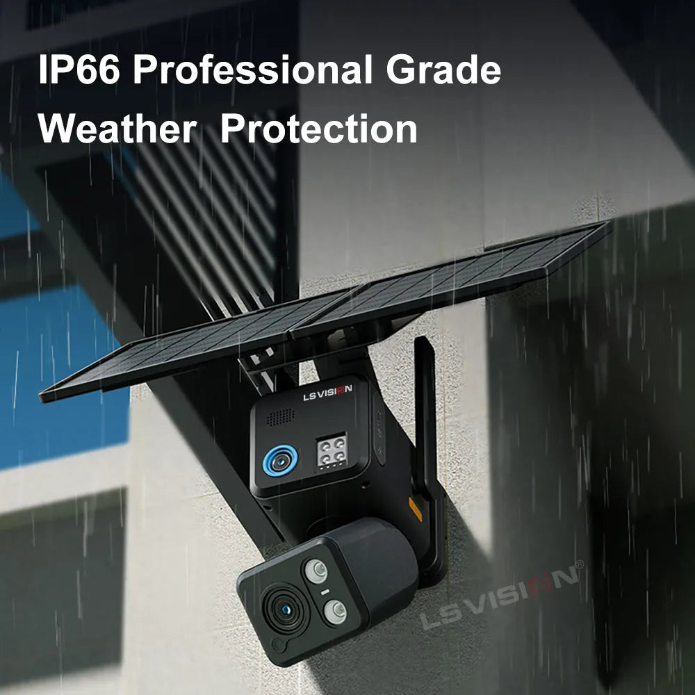 LS VISION 24/7 Recording 4g Sim &Wifi Security Camera Outdoor AOV 20 Watt Solar Panel Cctv AI Detection Cam For Villas Estates