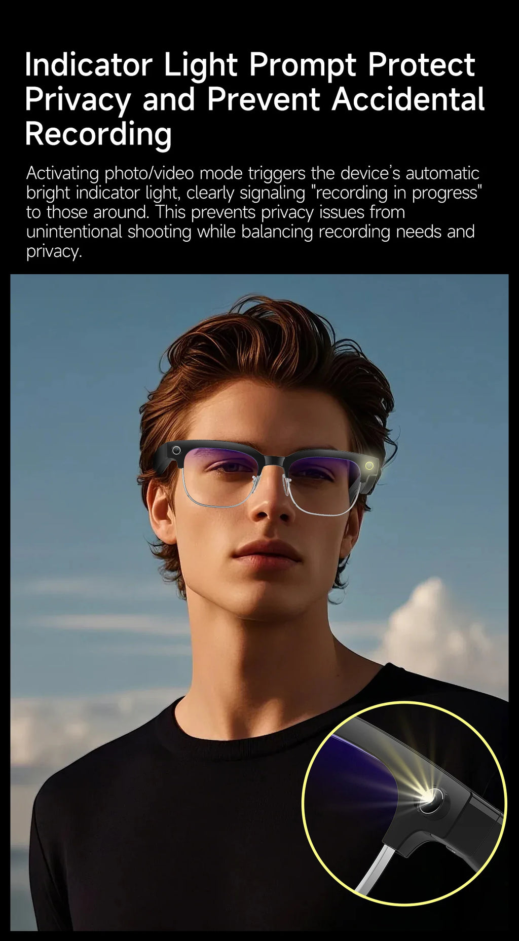 AI Smart Glasses with 4K Camera, Bluetooth, and Spatial Audio - Tidesmit Tidesmit