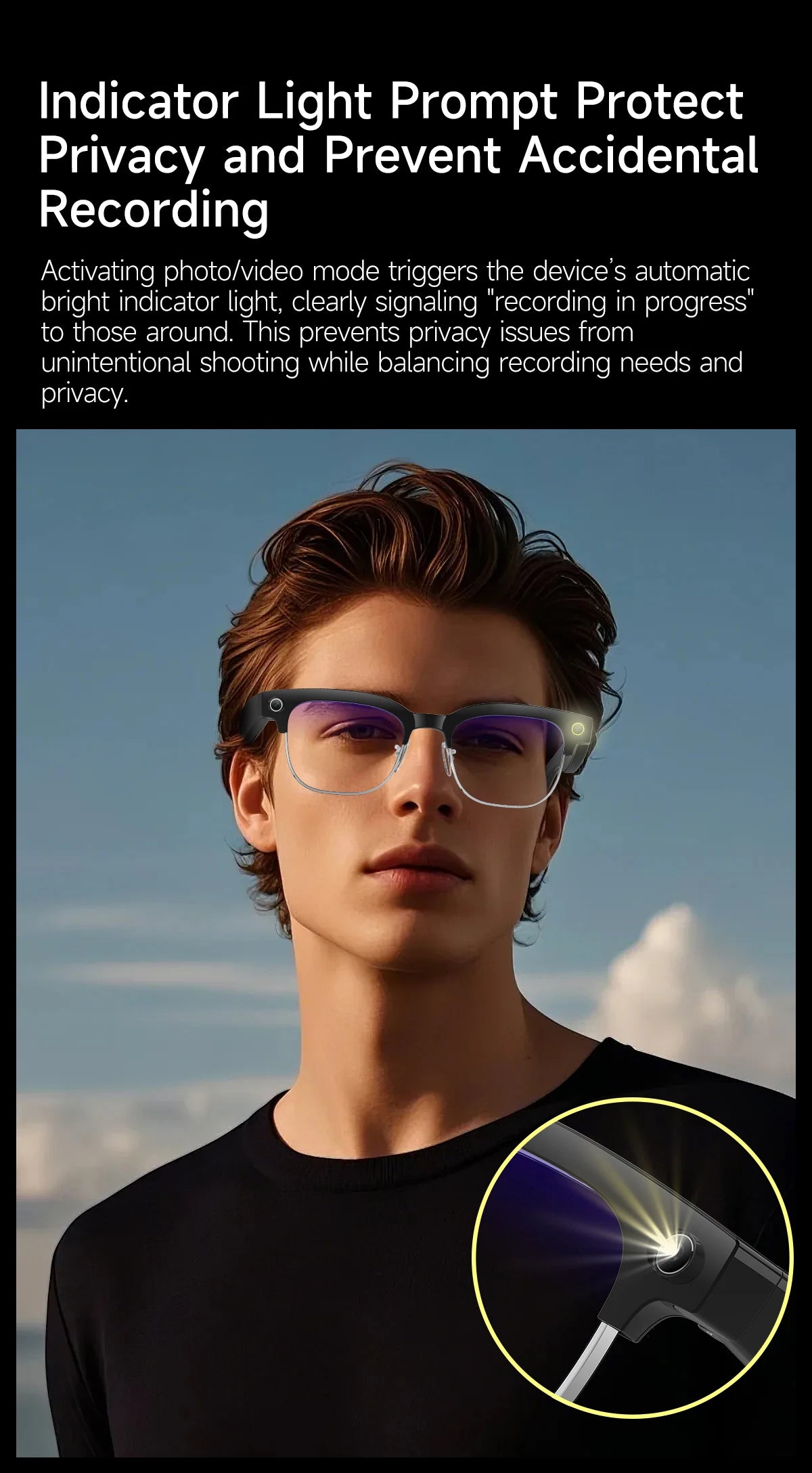 AI Smart Glasses with 4K Camera, Bluetooth, and Spatial Audio - Tidesmit Tidesmit