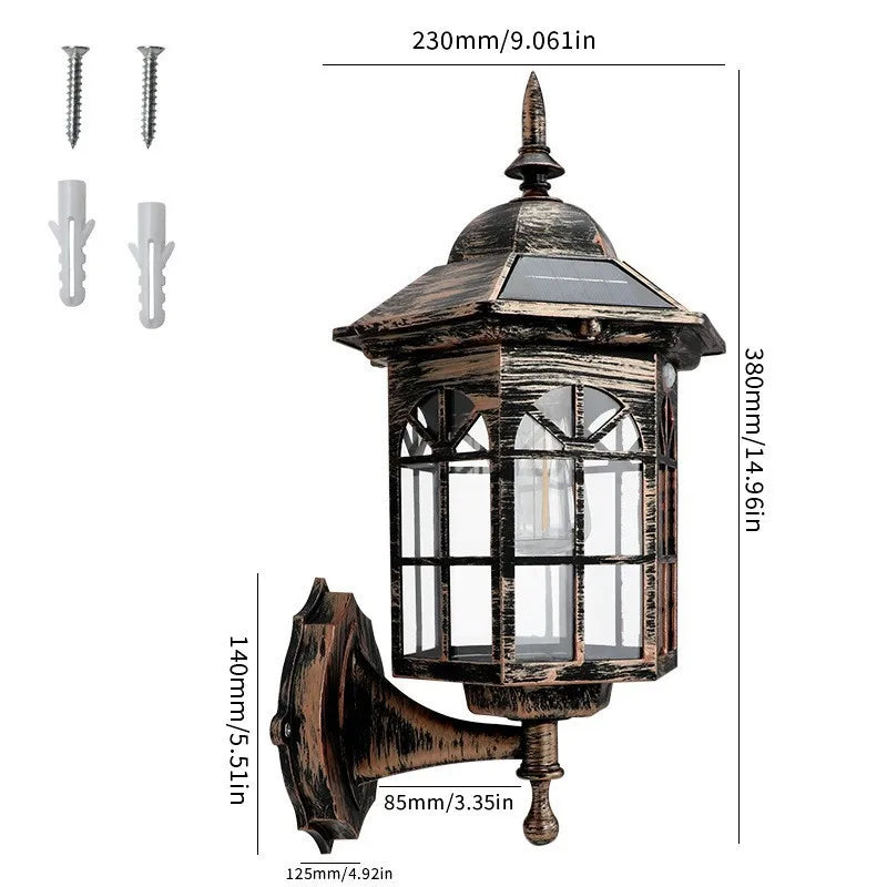 Outdoor Solar Wall Light for Courtyard, Corridor & Passageway - Motion Sensor, European Retro Style, Waterproof