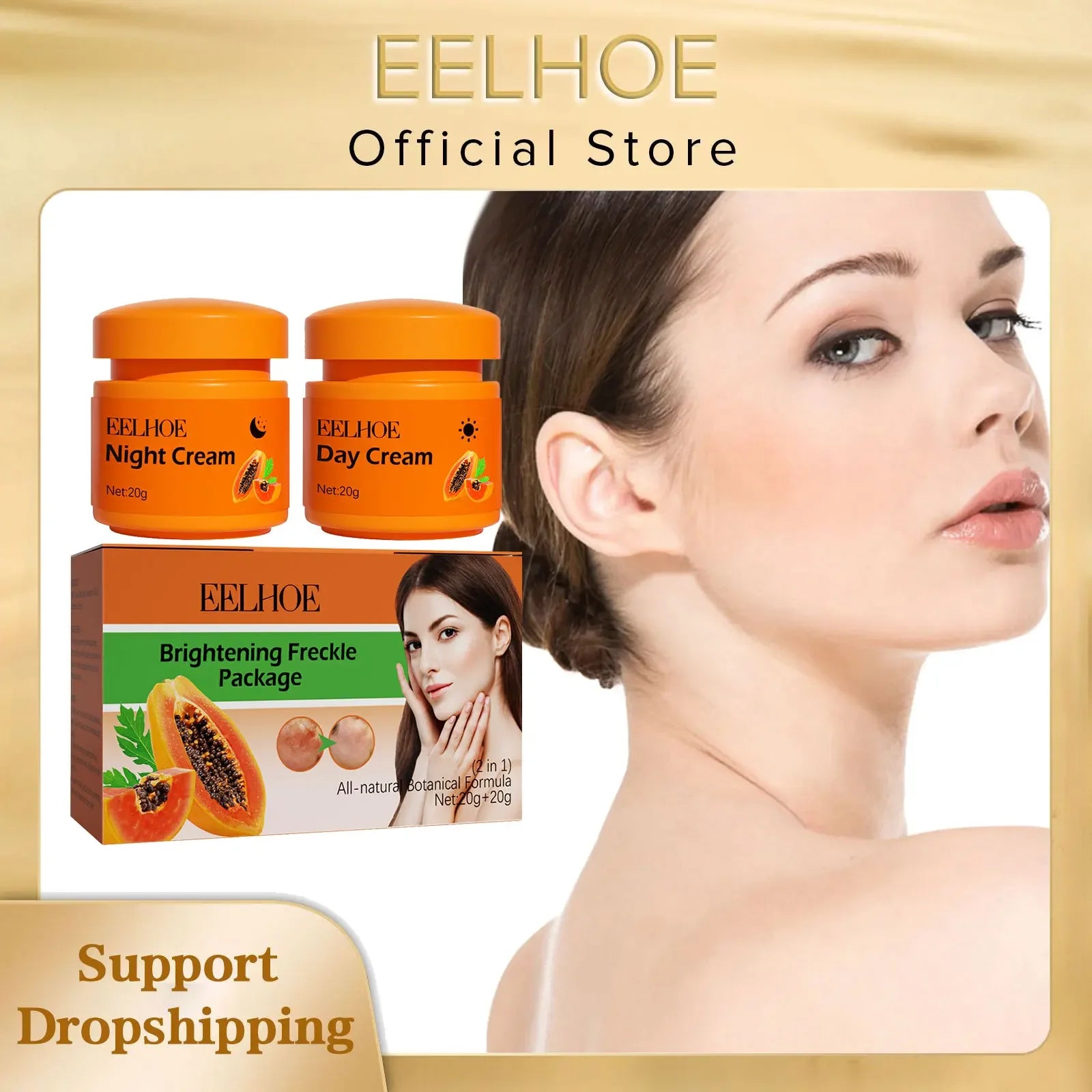 Tidesmit EELHOE papaya whitening freckle cream for dark spot correction and skin brightening in 40g jar detail view