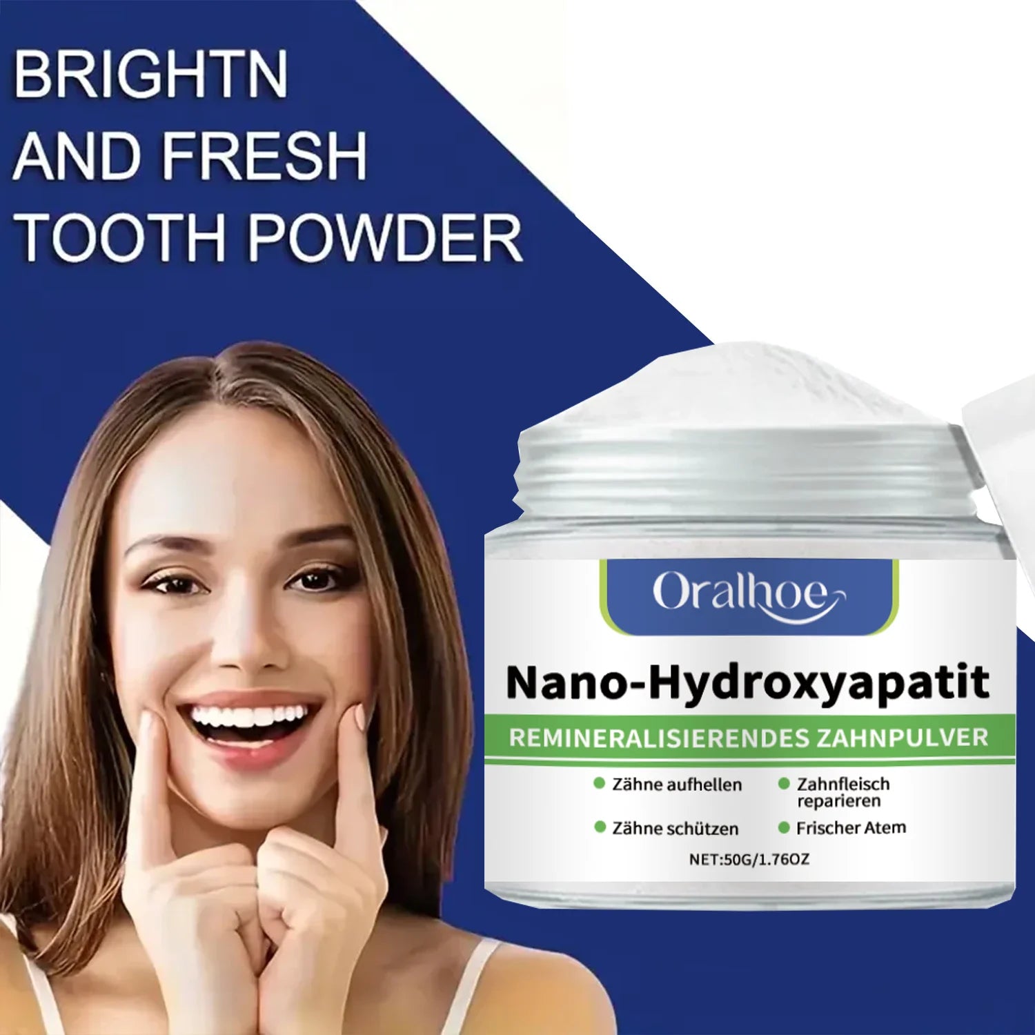Tidesmit Winter Whitening Tooth Powder with Hydroxyapatite for enamel repair and cool mint fresh breath