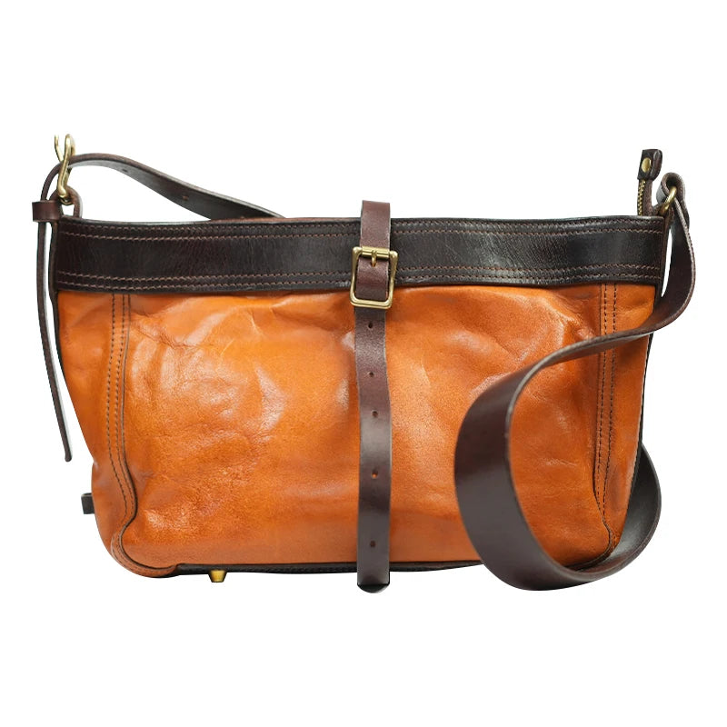 PNDME vintage high-quality first layer cowhide women shoulder bag outdoor travel designer handmade genuine leather underarm bag
