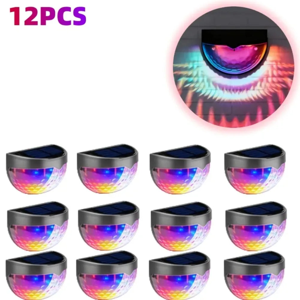 6 Pack RGB Solar Fence Lights, Deck Lights Solar Powered Outdoor Waterproof Fence Lighting for Fence Deck Step Stair Post Wall. (Black)Outdoor waterproof wall lamp, garden energy lamp, garden step, terrace, staircase, flower