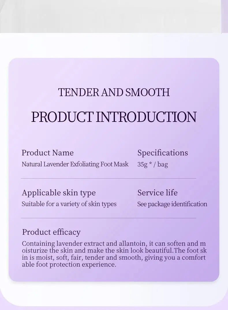 Lavender Foot Mask Moisturizing Exfoliating Treatment - 5 Pairs Set Scrubs Treatments Tidesmit
