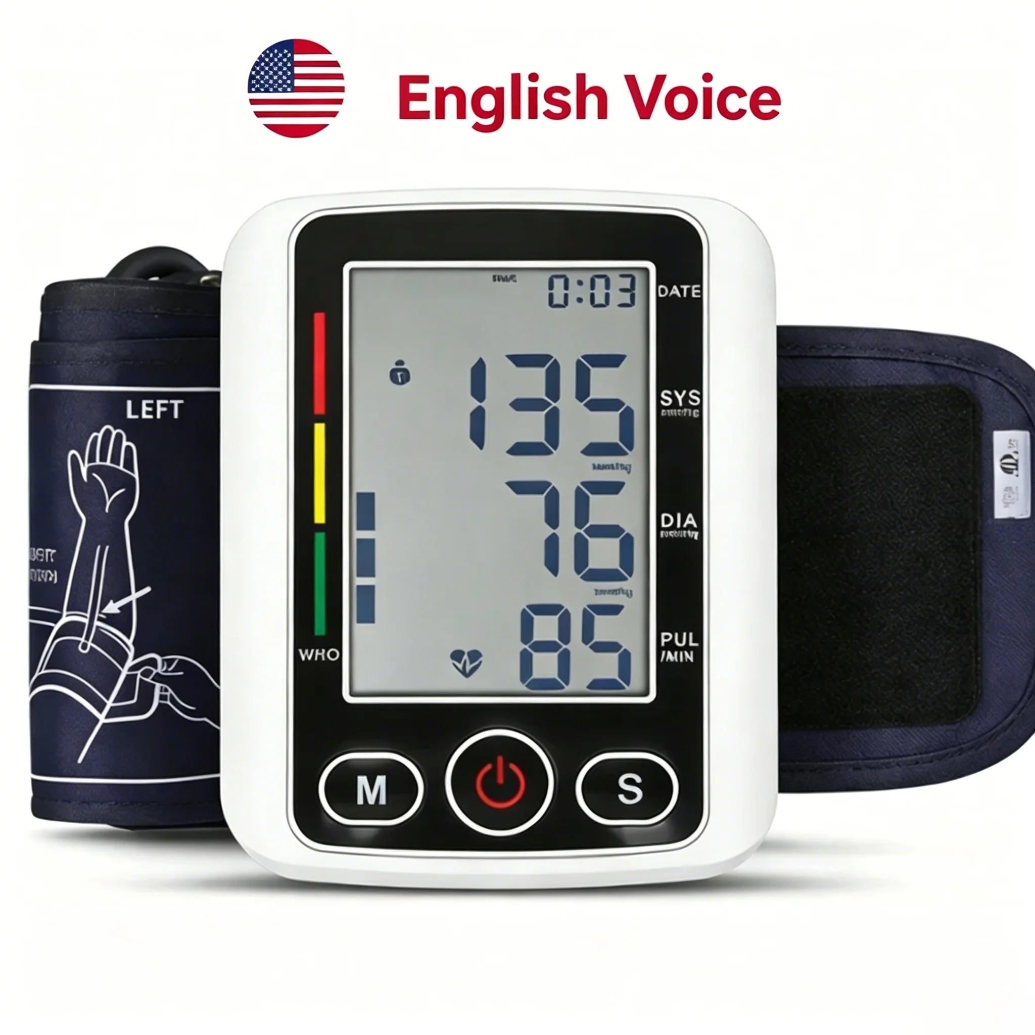 Blood Pressure Monitor Dual Result Display HD LED Arrhythmia Tonometer Digital Tensiometer Pressure Measure Arm Cuff Type