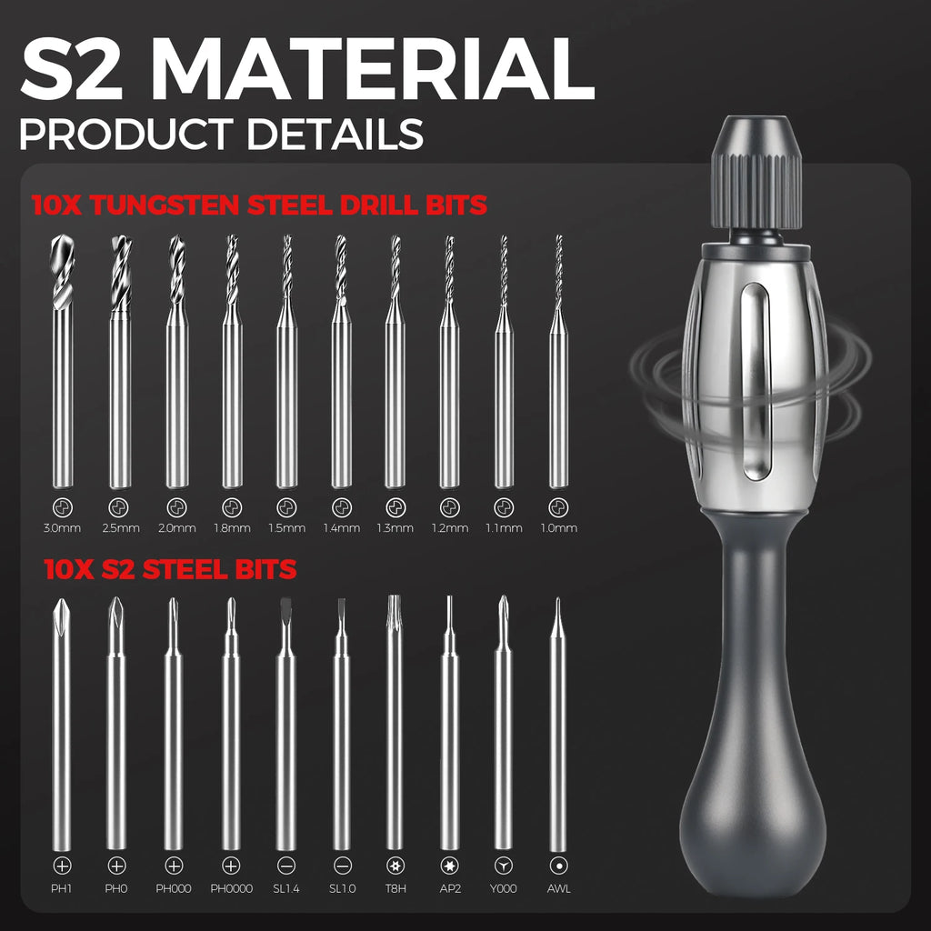 21-in-1 Screwdriver/Drill: non-slip grip, S2 bits, magnetic, quick swap. For jewelry, resin, wood, plastic housework, man's gift