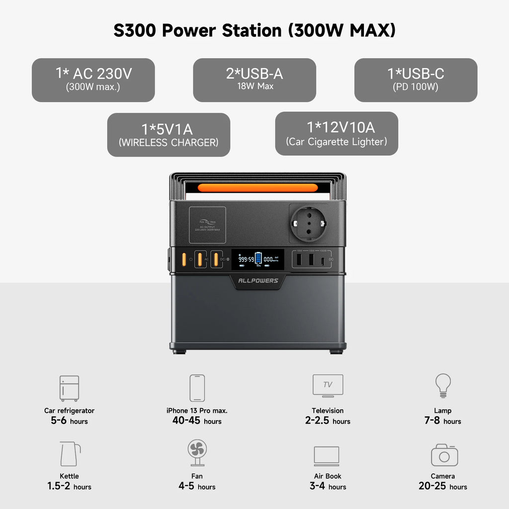 Portable Power Station 300W 288Wh Pure Sine Wave Generator Tidesmit