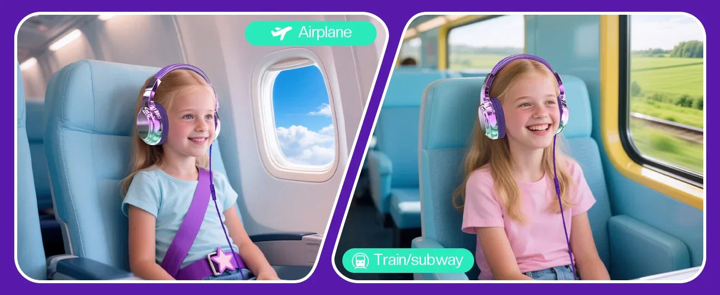 Kids Headphones Wired for School 85/94dB Volume Limiter Foldable Stereo Sound Headset with Mic for Kids Girls Learning Tablet PC Tidesmit