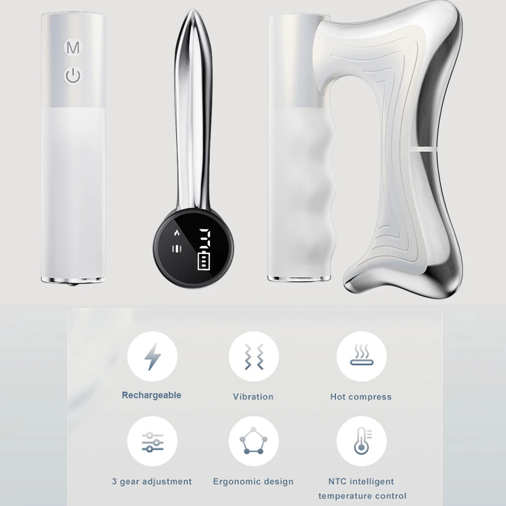 Electric Muscle Relief Massager - LCD Vibration Heat Therapy Tool Back Massage Instrument Tidesmit