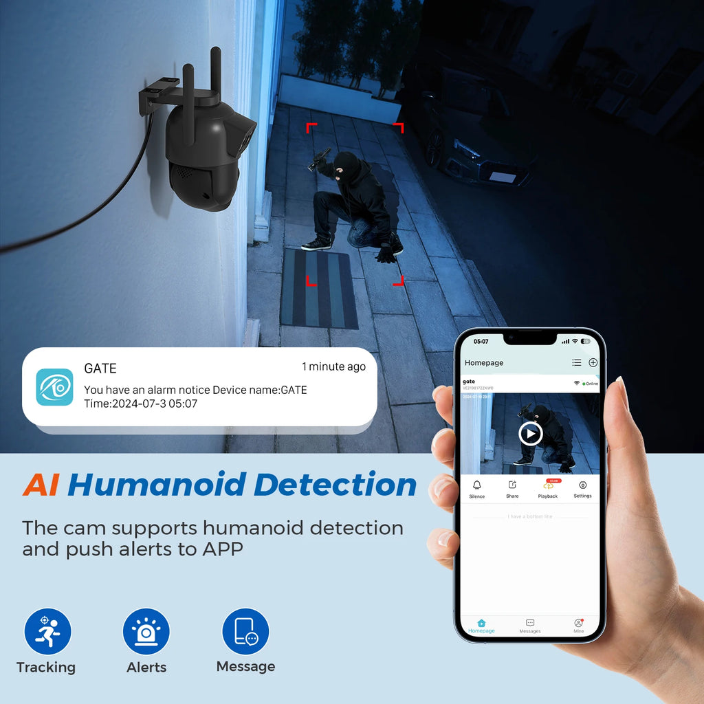 10MP PTZ IP Camera 8MP 5K Outdoor Dual Lens Dual Screen 5G WIFI Camera AI Tracking Security Protection CCTV Surveillance Camera