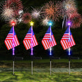 4Pcs LED American Flag Solar Lights Outdoor, 4th Of July Decoration Flag Lights with 2 Modes, Waterproof Summer Decora Garden Light, LED Solar Flag Patriotic Lights for Yard, Garden, Pathway, Independence Day, Memorial Day