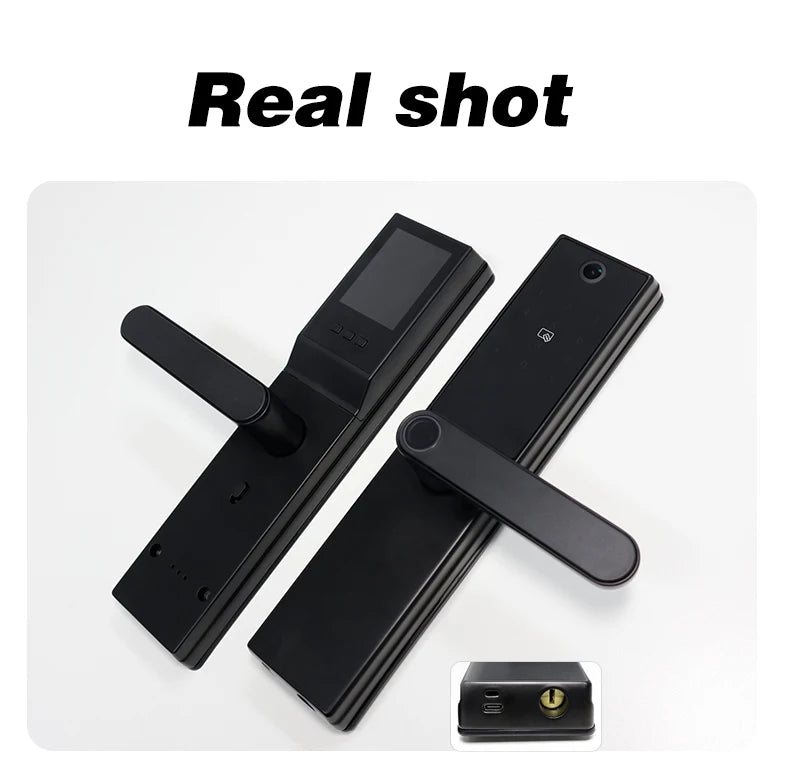 2025 New Tuya WiFi Digital Electronic Smart Wooden Door Lock With Biometric Camera Fingerprint Smart Home Remote Unlock