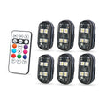Wireless RGB LED Strobe Lights for Car - 8 Color Auto Warning Kit 6PCS RGB China Mainland Tidesmit