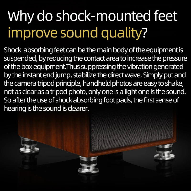 ERUMPENT 4 PCS Hi-end Speaker Spike Stand Foot Pads for Sounds Carbon Fiber Adjustable Audio Speakers Shock-absorbing Feet Pegs